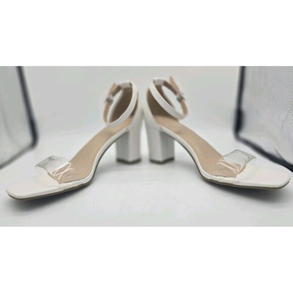 Sophia Taylor White Heels Clear Open Toe Style Lynn Sz 10 M 3" Heel Sandal Shoe - Picture 7 of 16